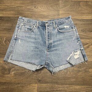 AGOLDE Cut-Off Jean Shorts in 'Fall Out' Blue Size 30